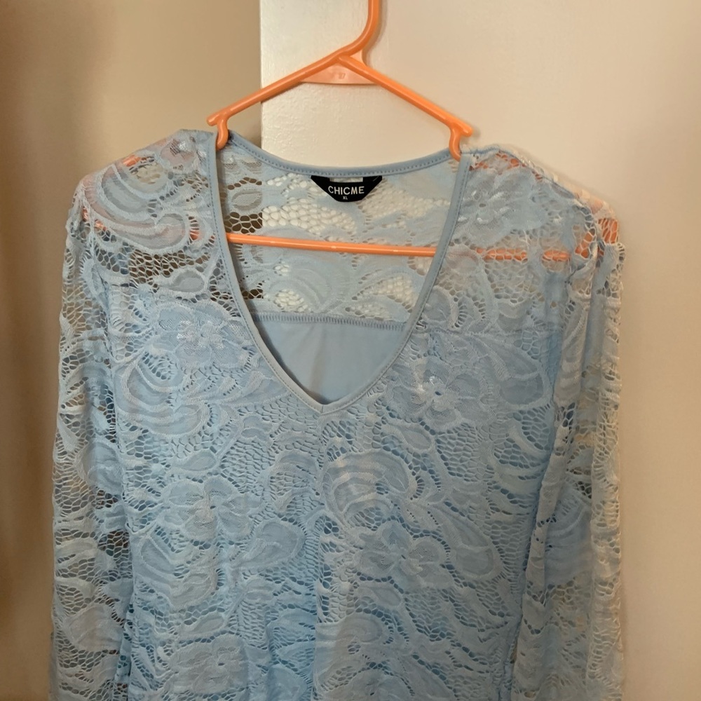 Beautiful baby blue lace shirt
